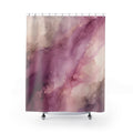 Mauve watercolor pigment currents with dusty rose blooms shower curtain with full front view