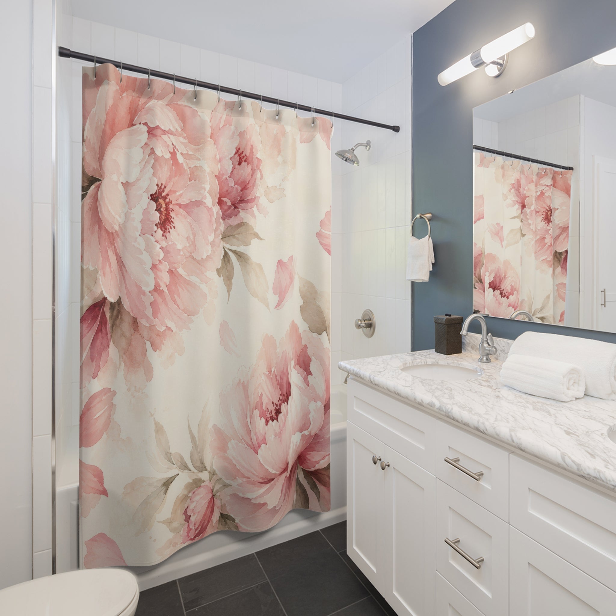 Blush Peony Watercolor Shower Curtain