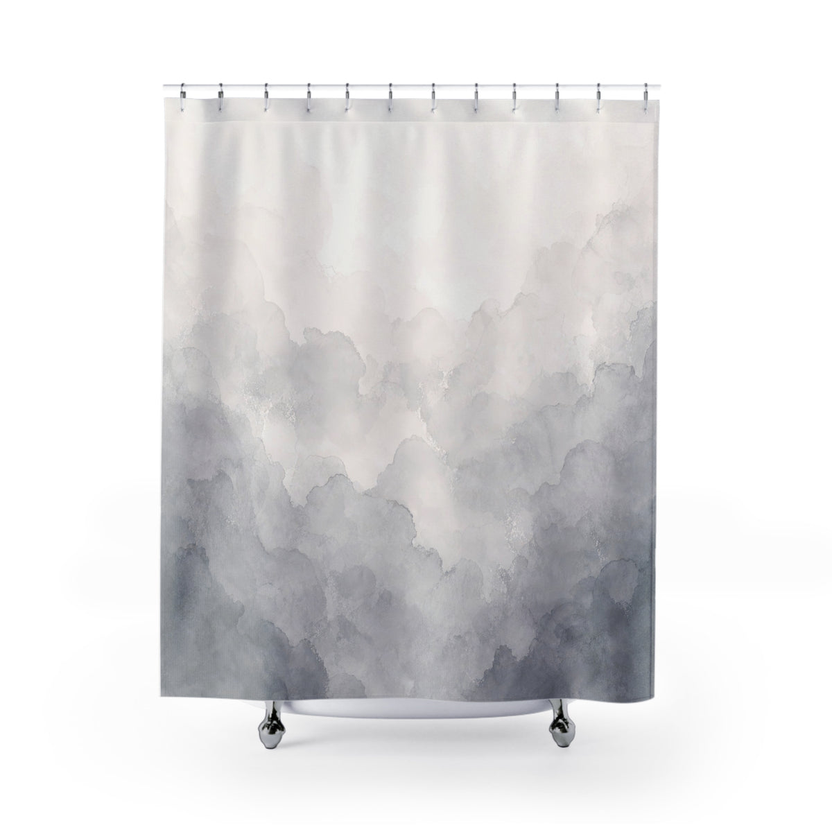 Grey White Watercolor Shower Curtain