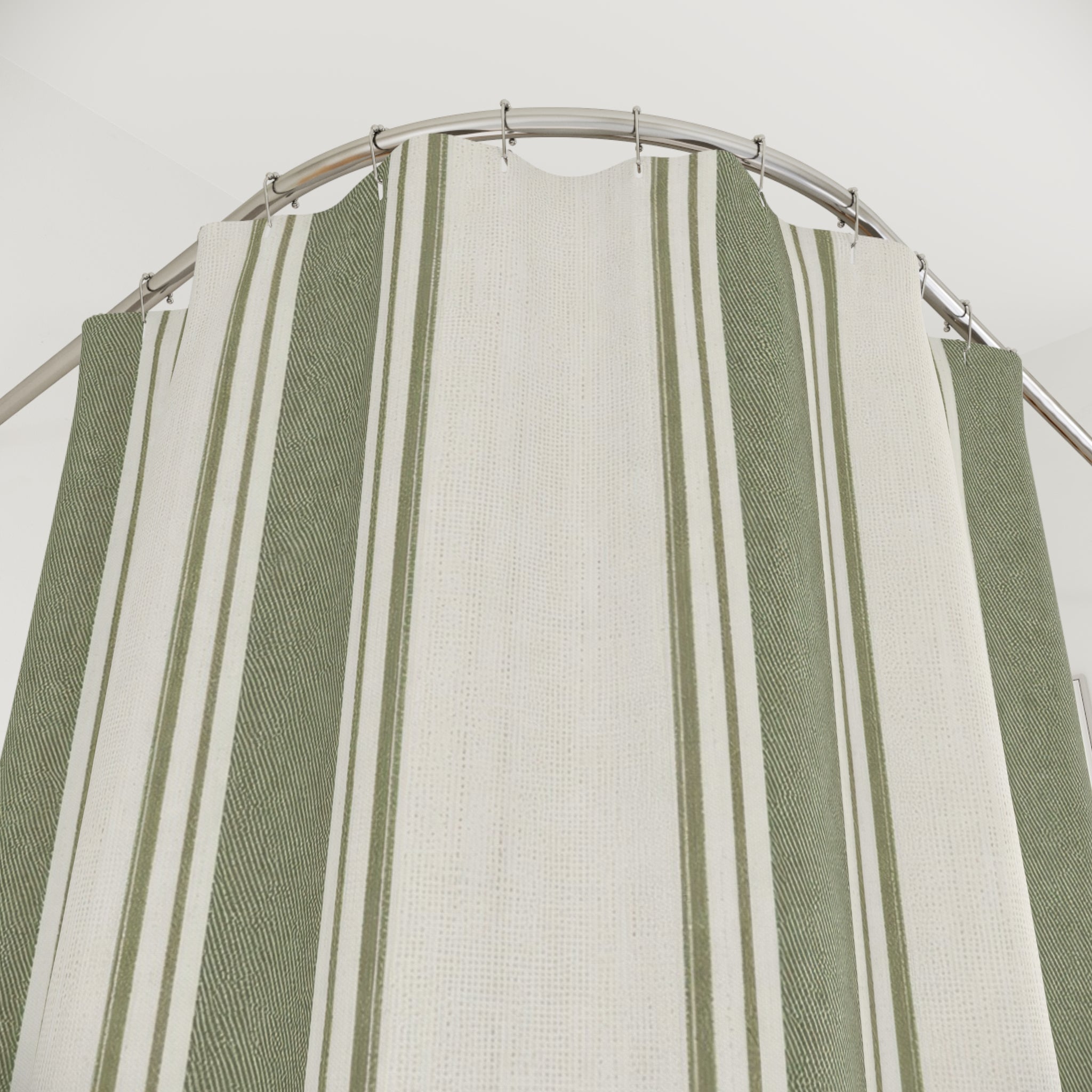Laurel Green Railroad Stripe Shower Curtain