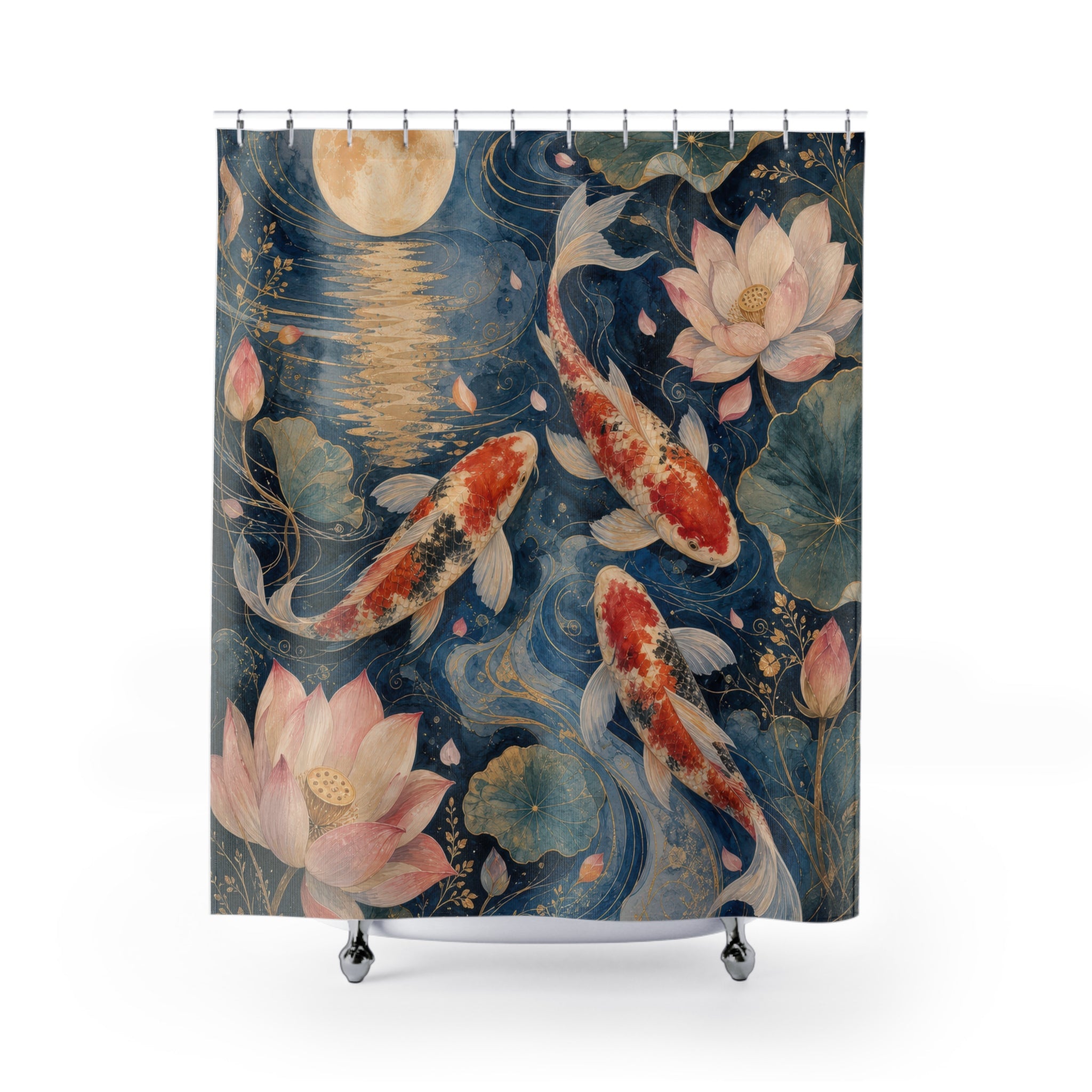 Koi Moon Water Garden Shower Curtain