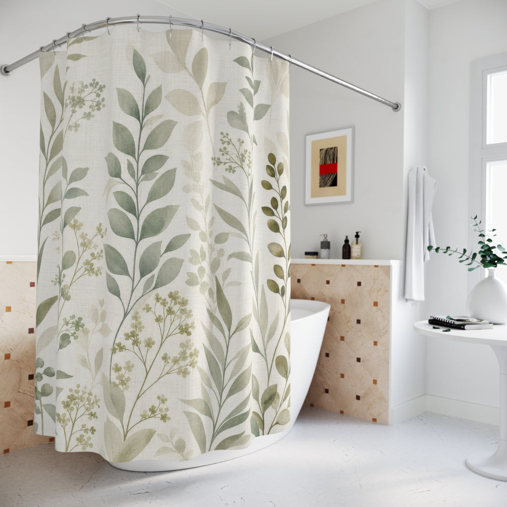 Sage Leaf Stem Shower Curtain