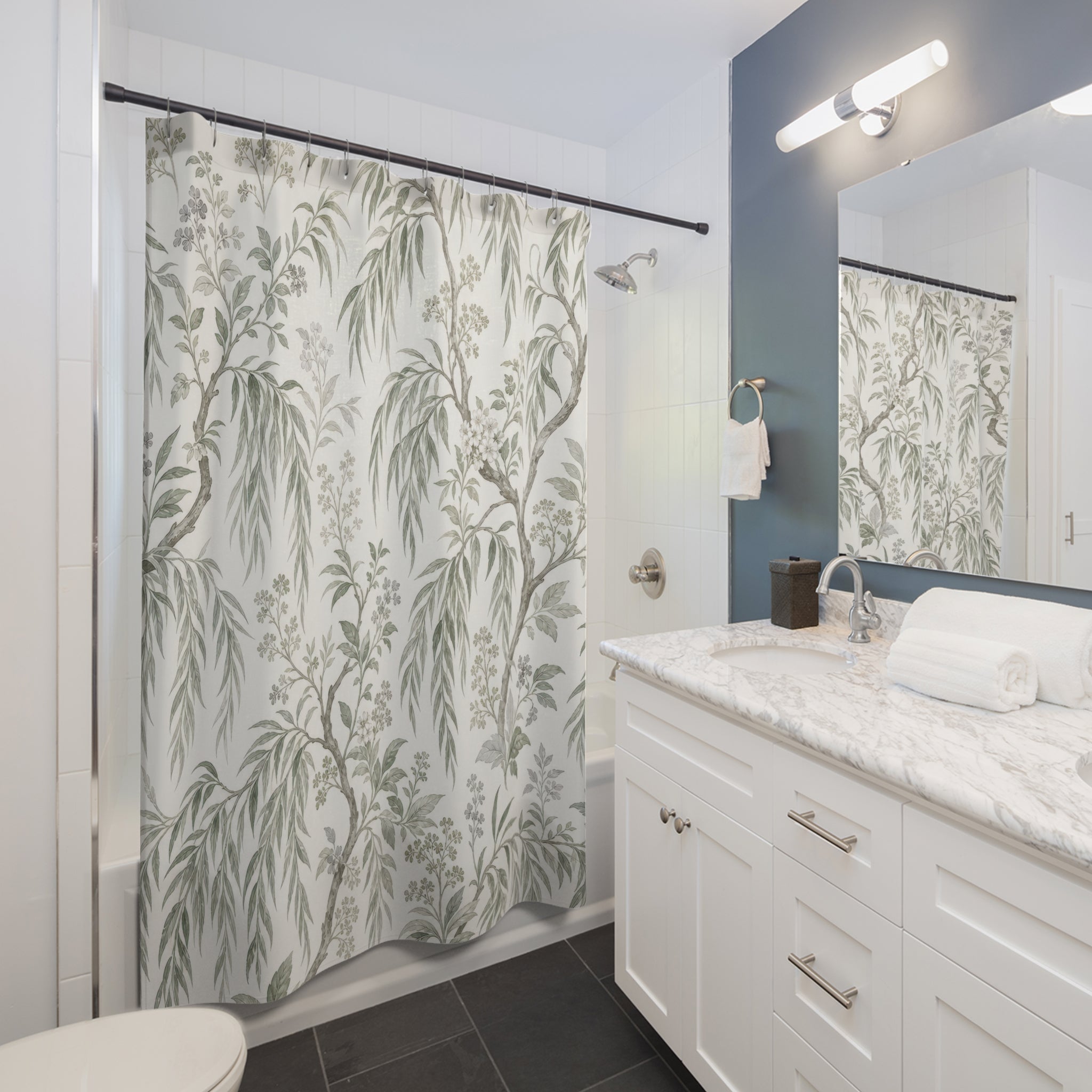 Green Chinoiserie Shower Curtain
