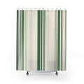 Green Cream Pinstripe Shower Curtain