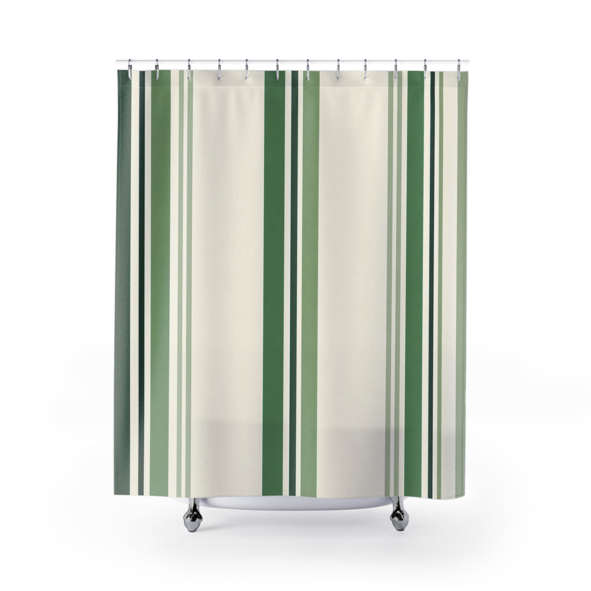 Green Cream Pinstripe Shower Curtain