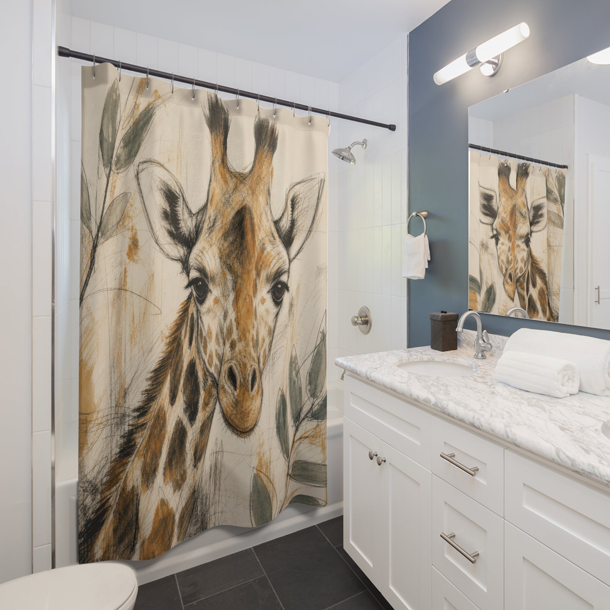 Close Animal Sketch Portrait Shower Curtain