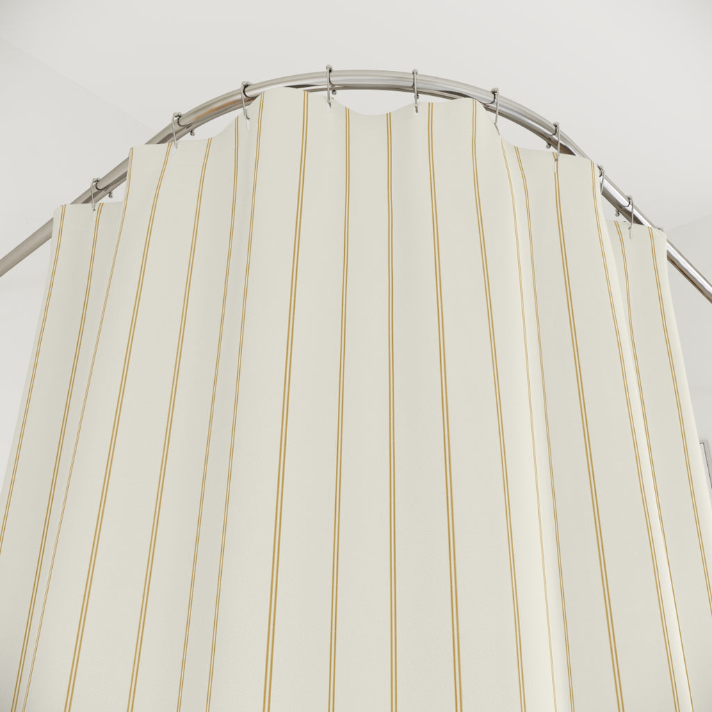 Yellow and White Double Pinstripe Shower Curtain