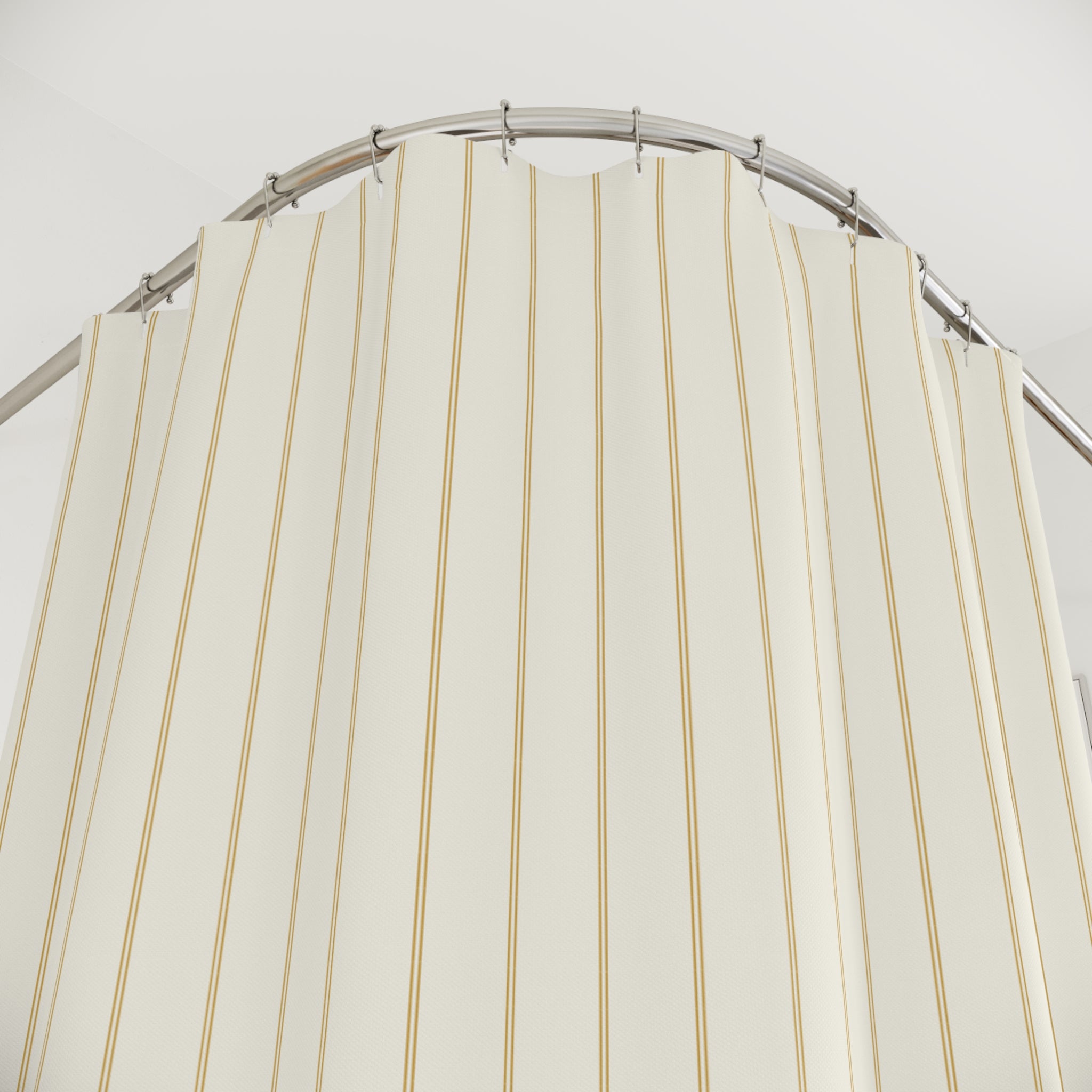 Yellow and White Double Pinstripe Shower Curtain