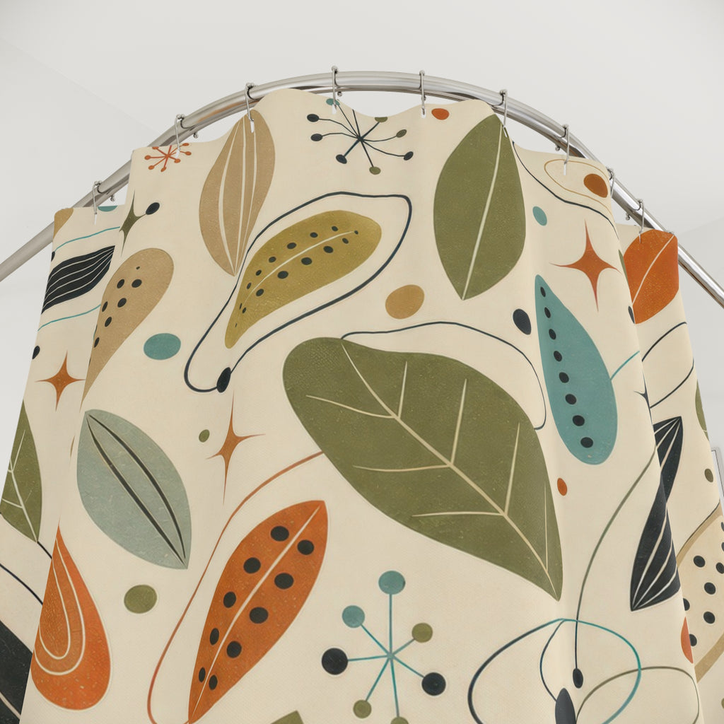 Mid Century Botanical Shower Curtain