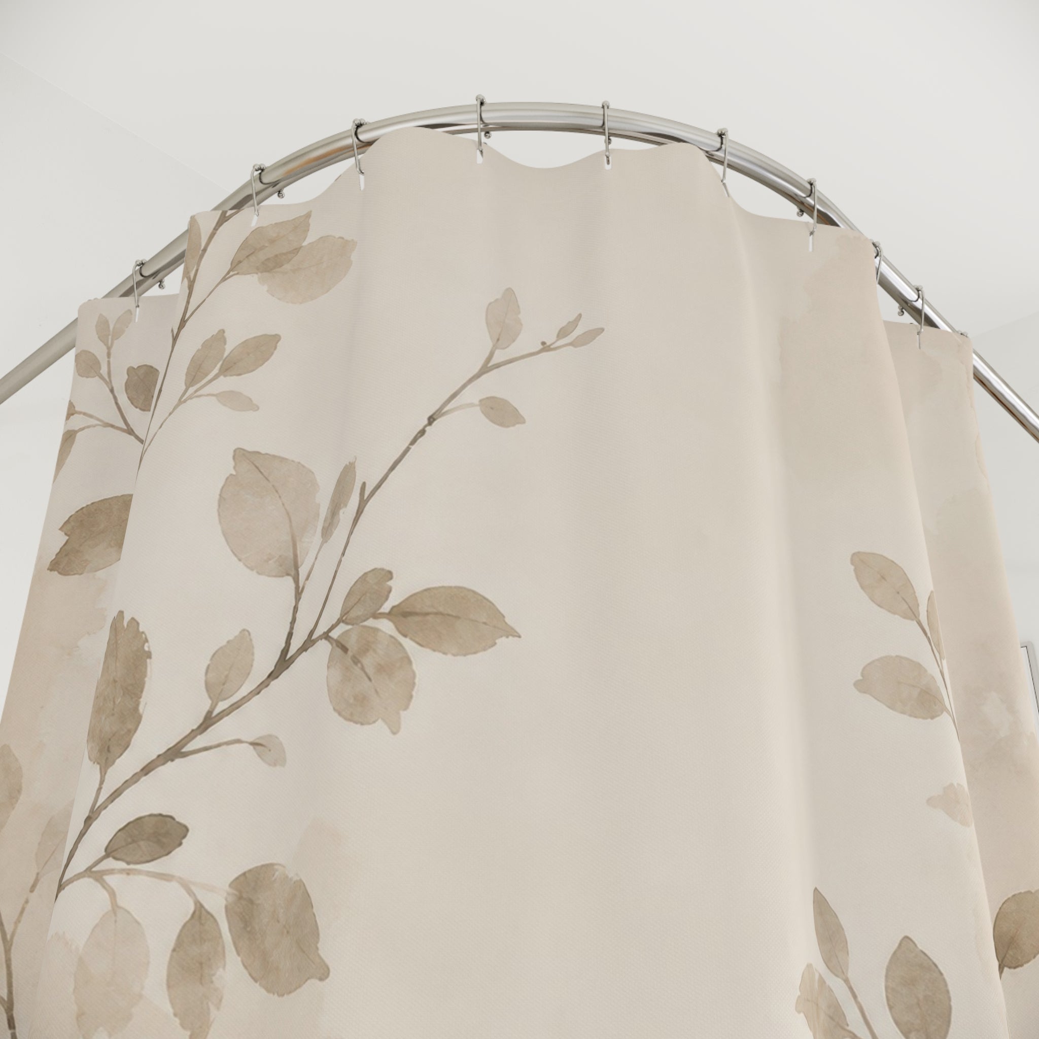 Beige Taupe Branch Leaf Shower Curtain