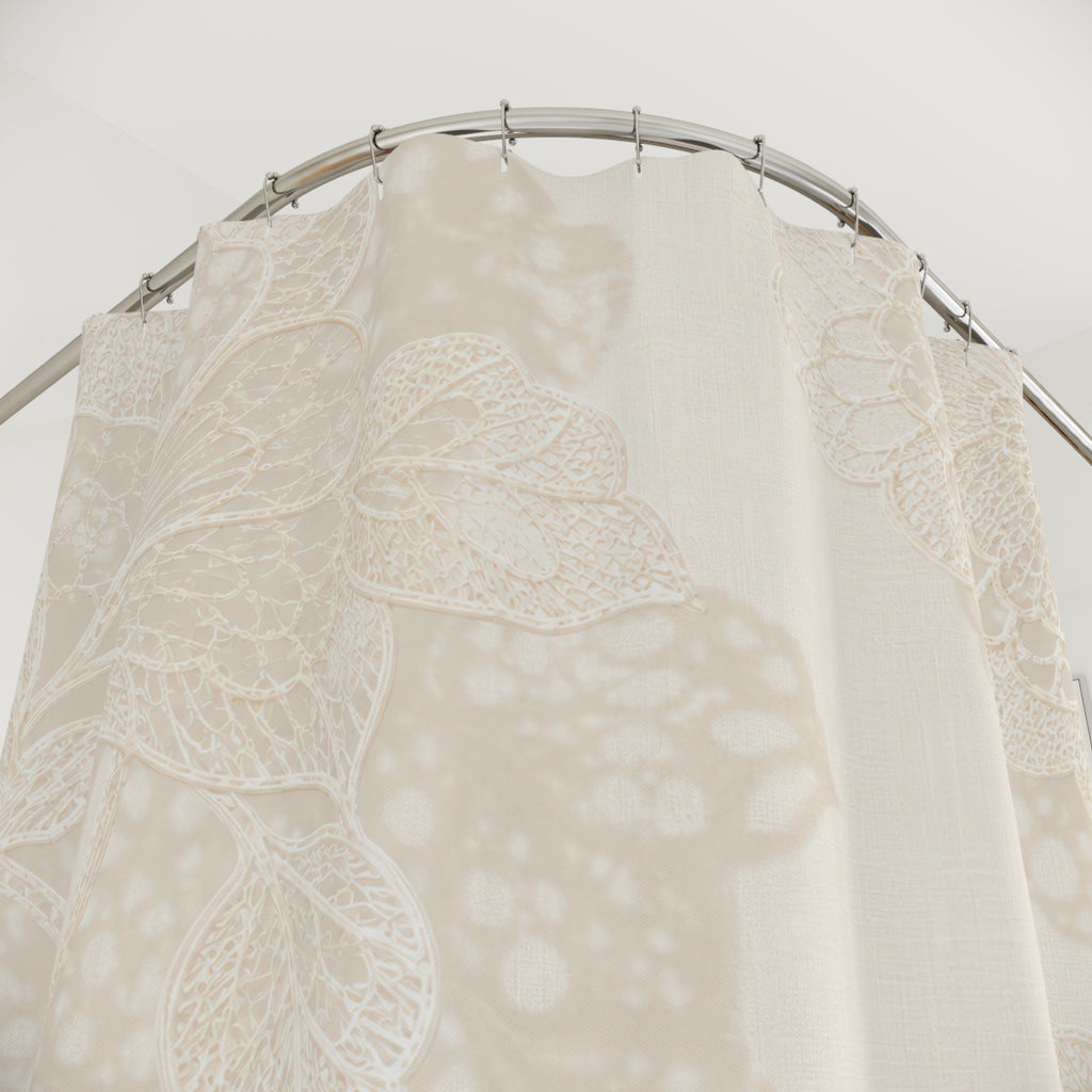 Cream Beige Floral Shower Curtain