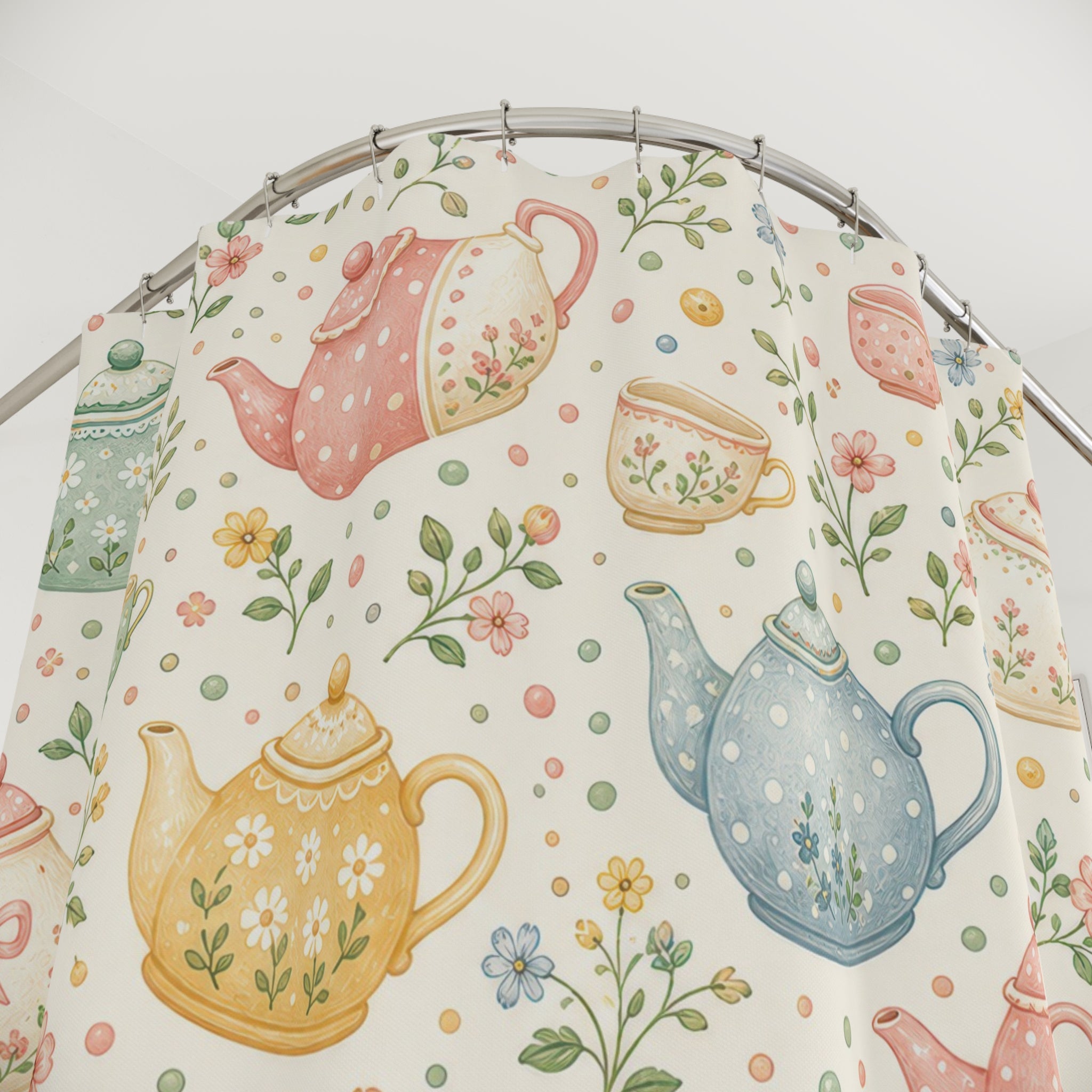 Pastel Teapot Cute Shower Curtain