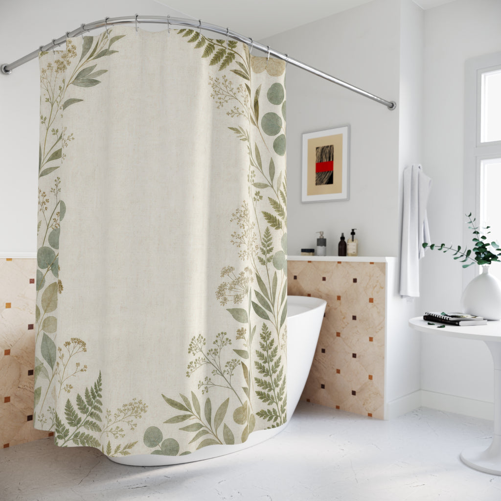 Herbarium Leaf Border Shower Curtain