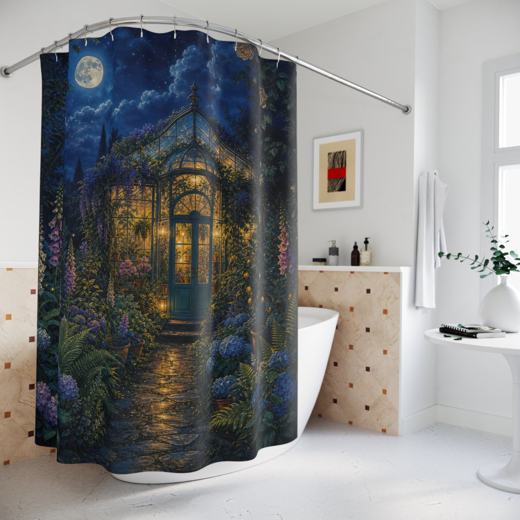 Moonlit Greenhouse Garden Shower Curtain