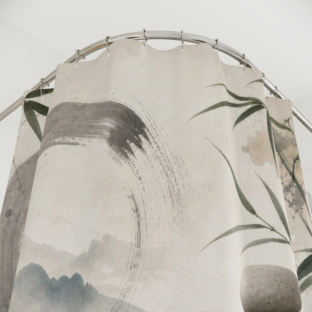 Zen Shower Curtain: Bamboo Stone Ink Wash