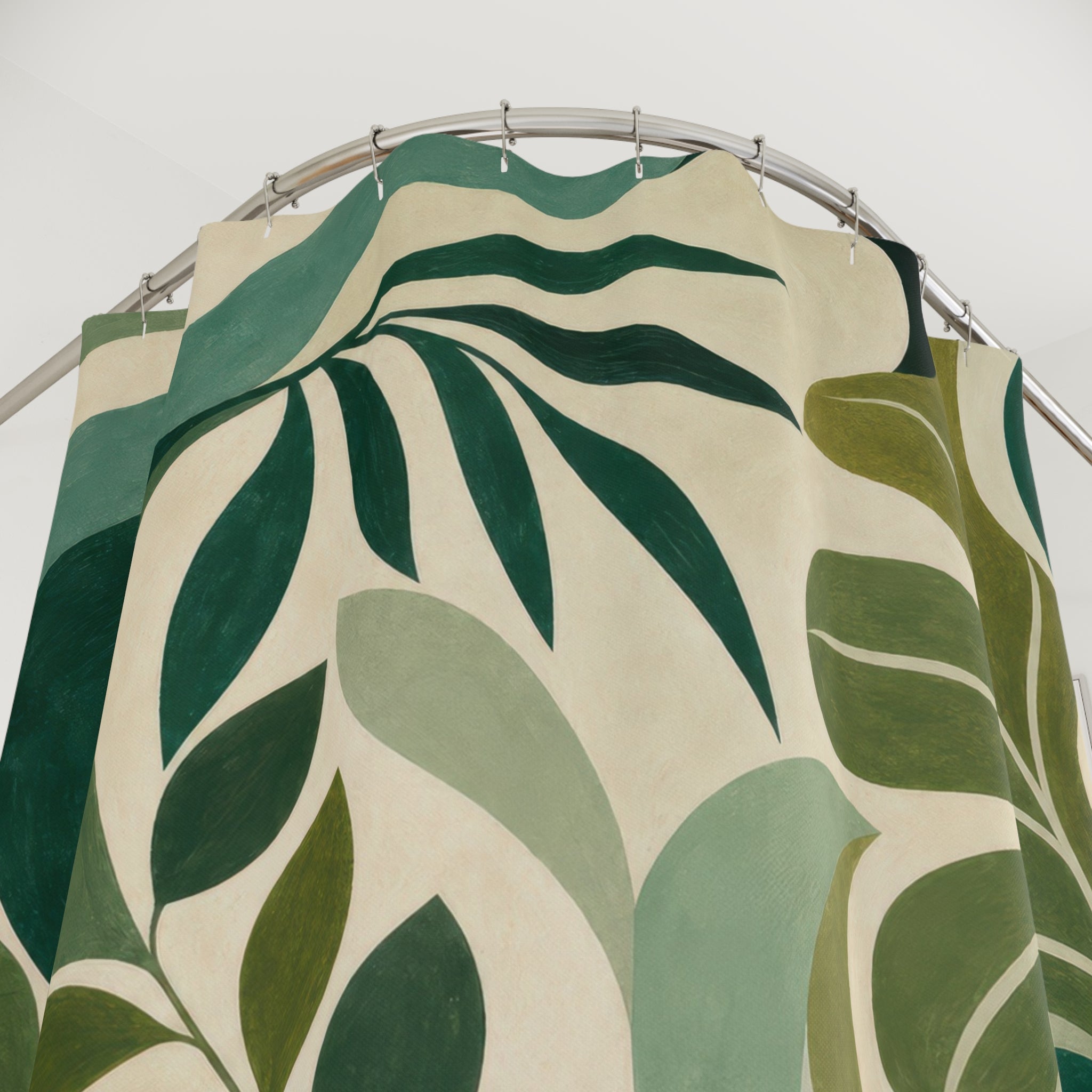 Green Abstract Palm Shower Curtain