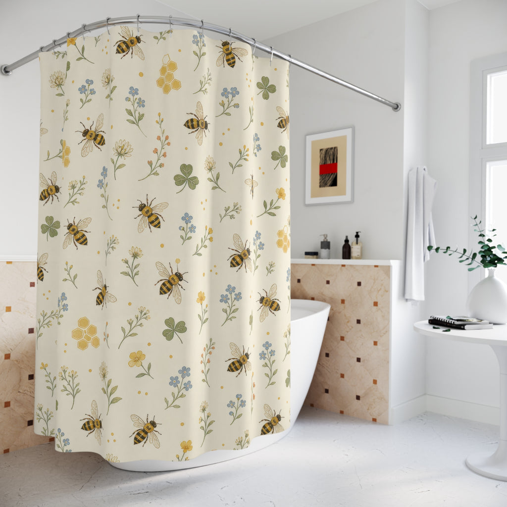 Bee Wildflower Shower Curtain