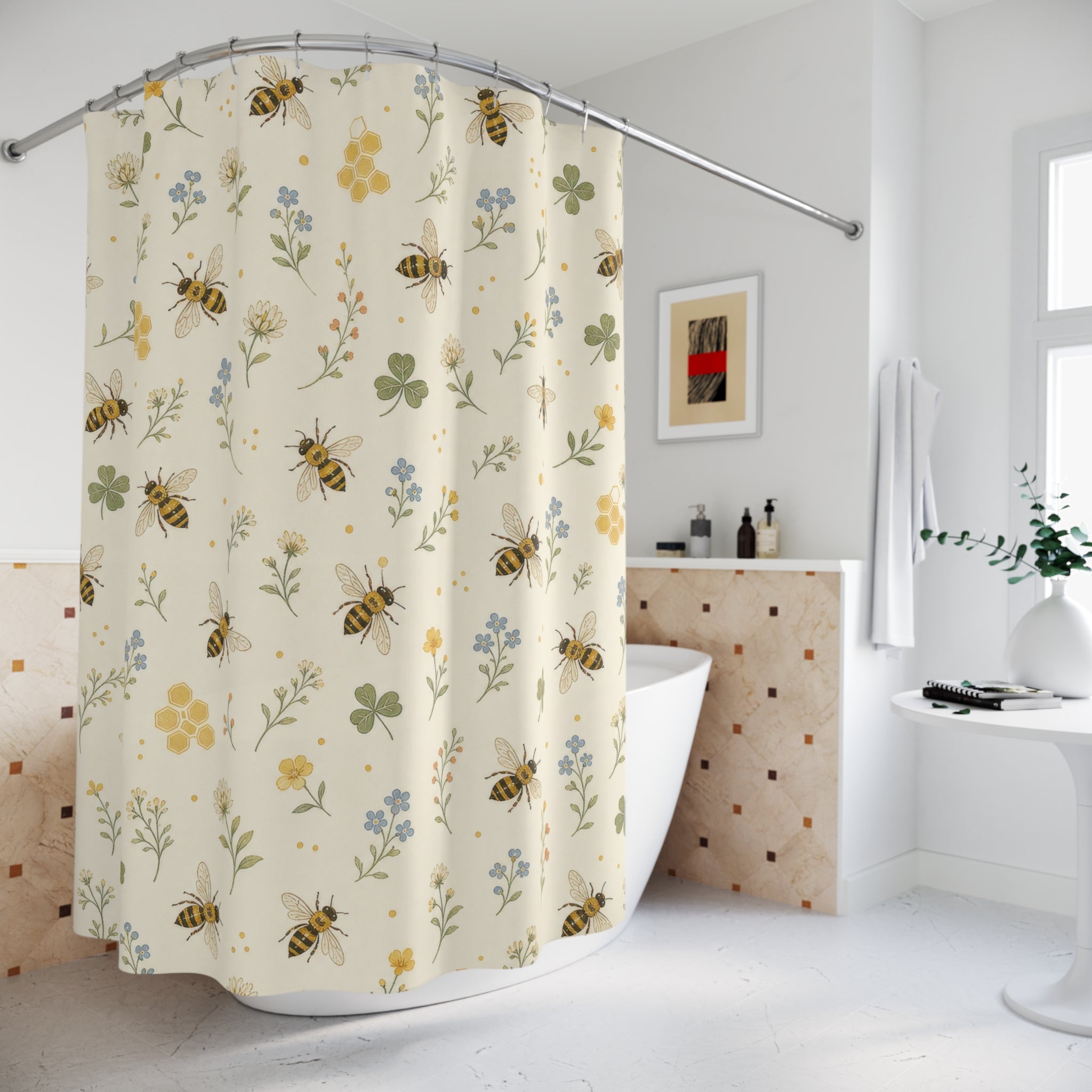 Bee Wildflower Shower Curtain