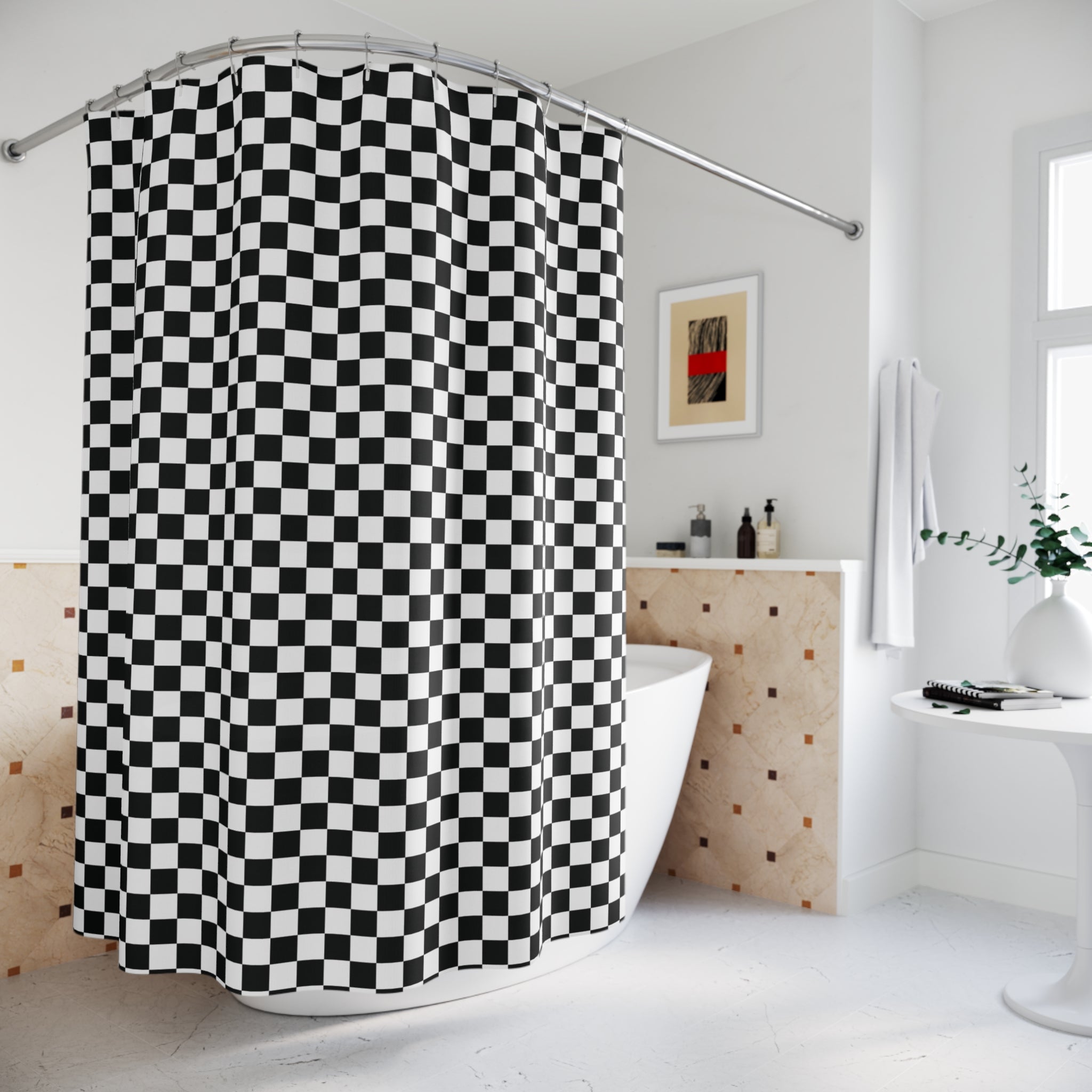 Black and White Checkerboard Shower Curtain