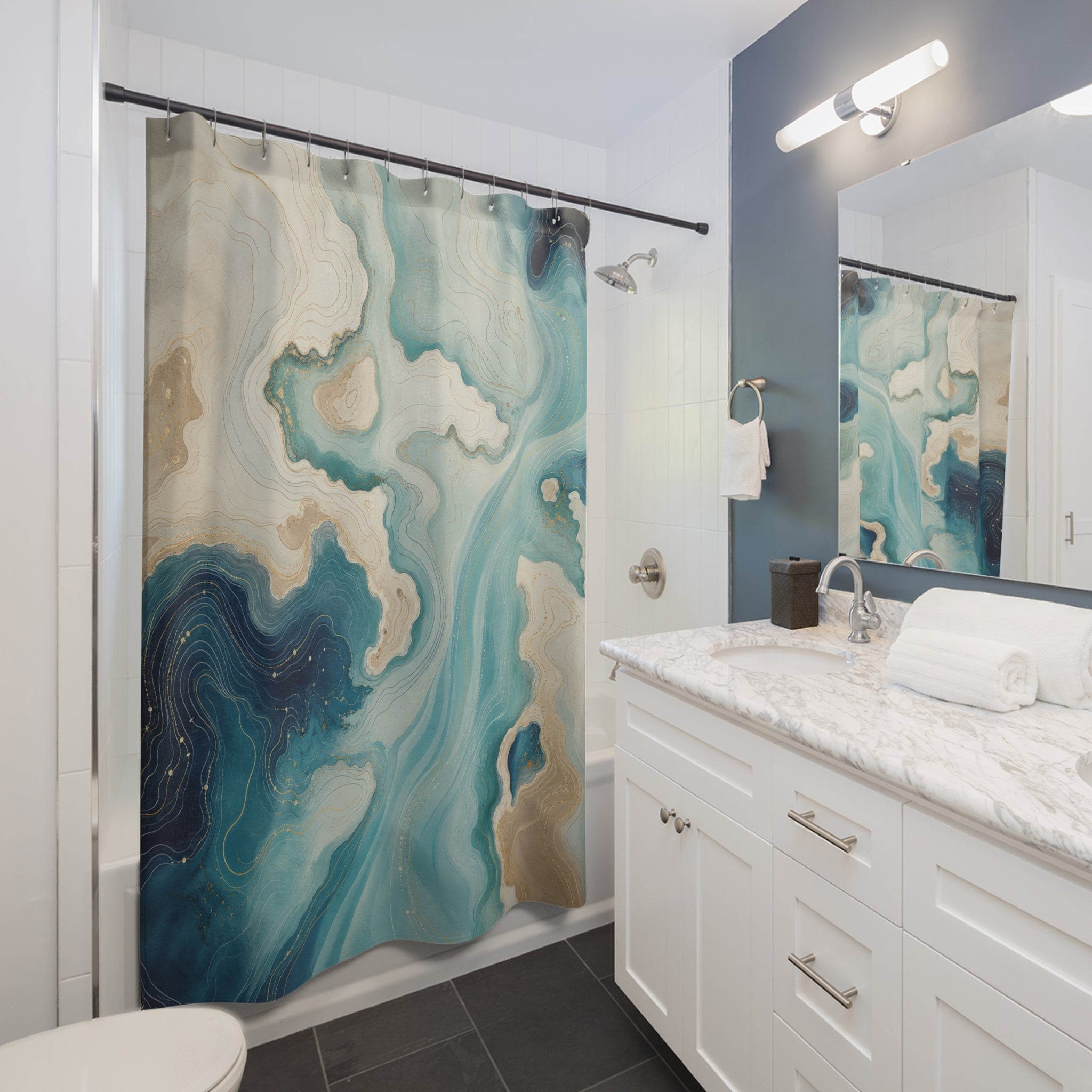 Bathymetric Currents Coastal Shower Curtain