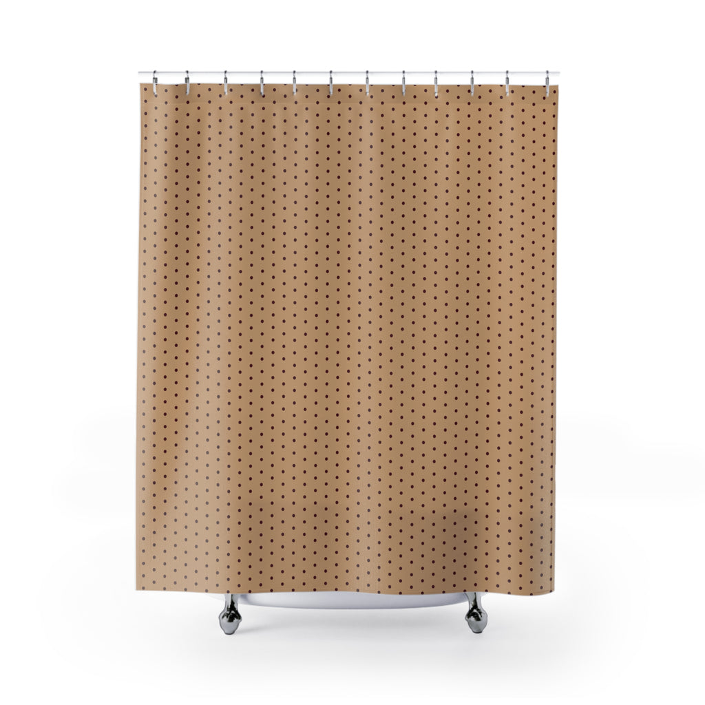 Burgundy and Camel Polka Dot Shower Curtain