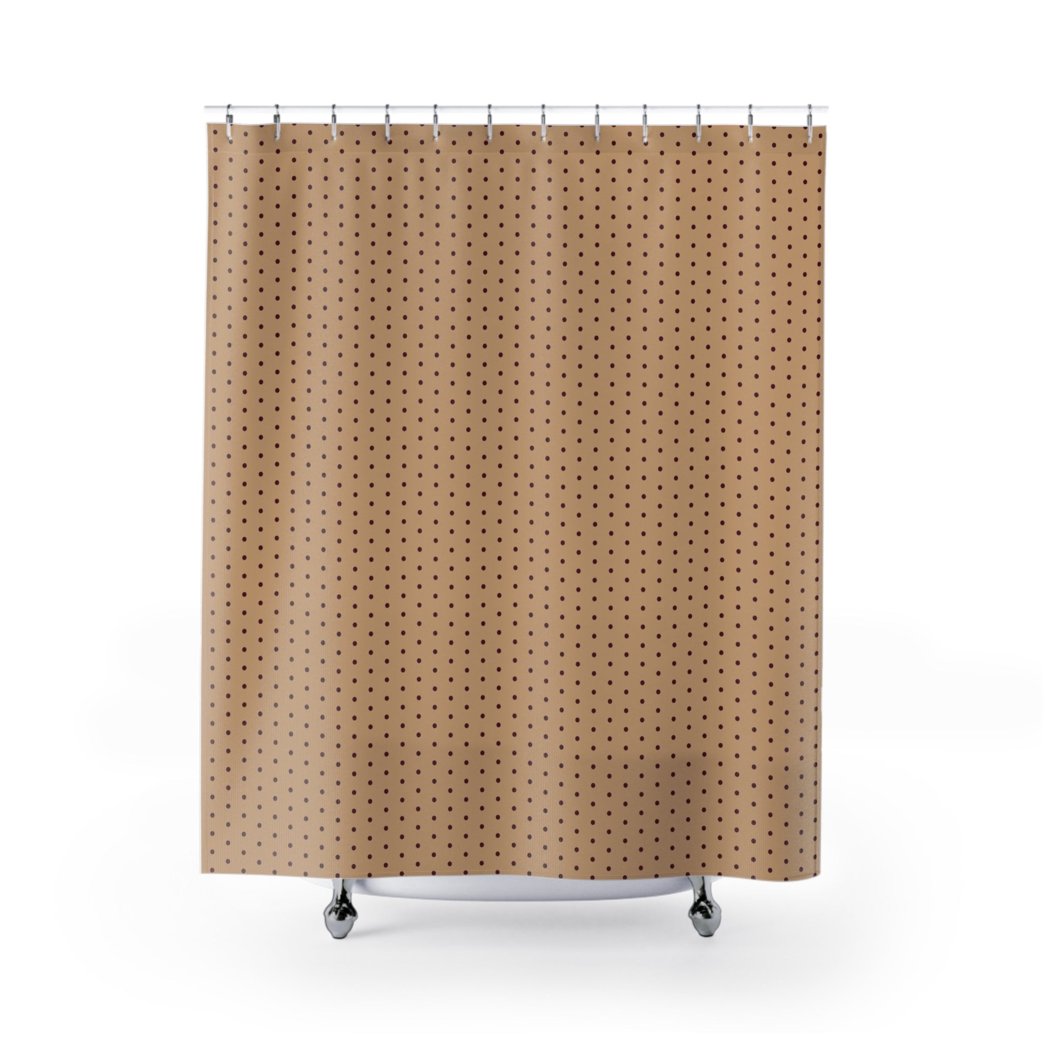 Burgundy and Camel Polka Dot Shower Curtain