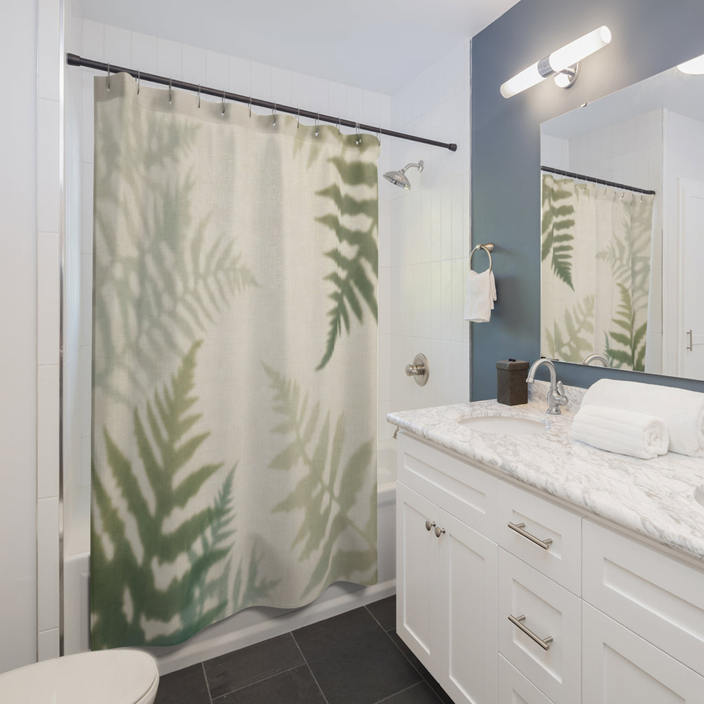Green Botanical Fern Shower Curtain