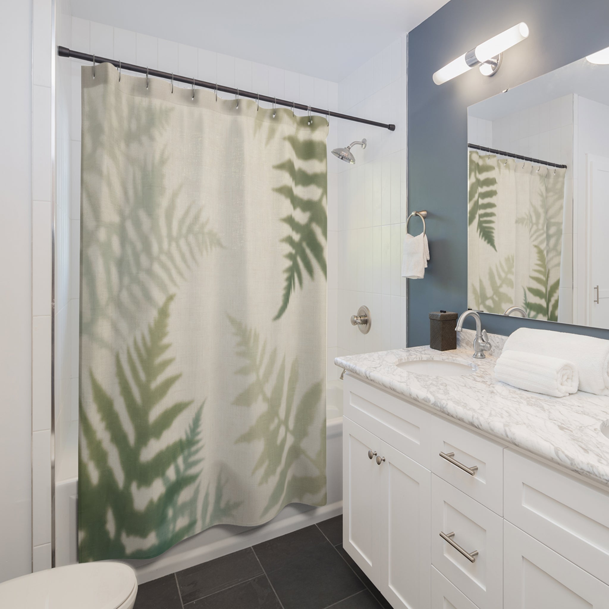 Green Botanical Fern Shower Curtain