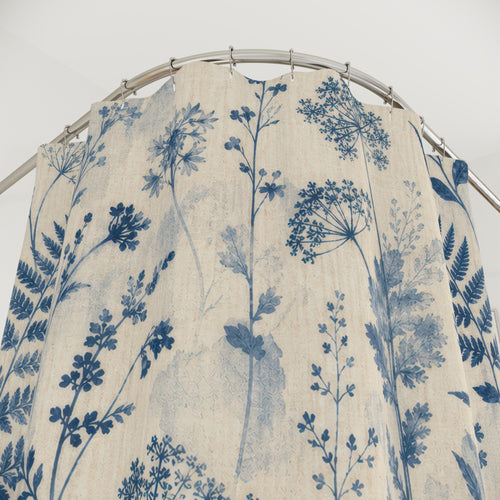 Blue Botanical Shower Curtain