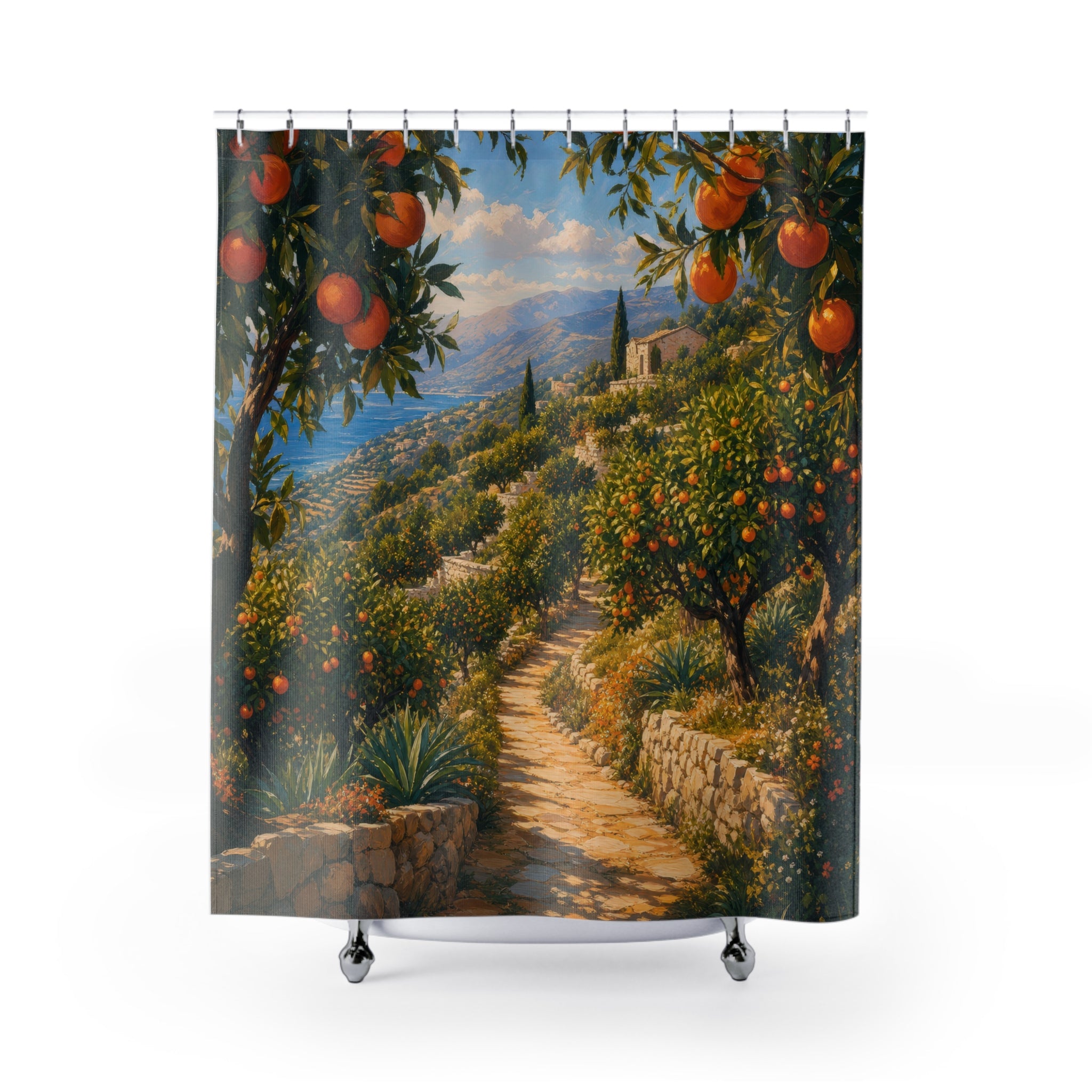 Mediterranean Orange Grove Shower Curtain