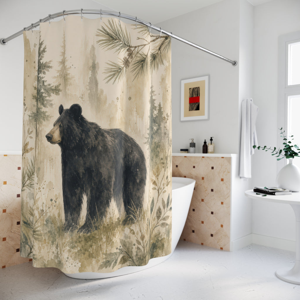 Rustic Woodland Black Bear Shower Curtain: Rustic Woodland Sho