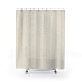 White Boho Shower Curtain, Beaded Stripe Bath Decor, Ivory Vertical Pattern, Minimal Guest Bathroom Decor, Soft Neutral Style Decor