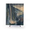 Blue Rain Waterfall Landscape Shower Curtain