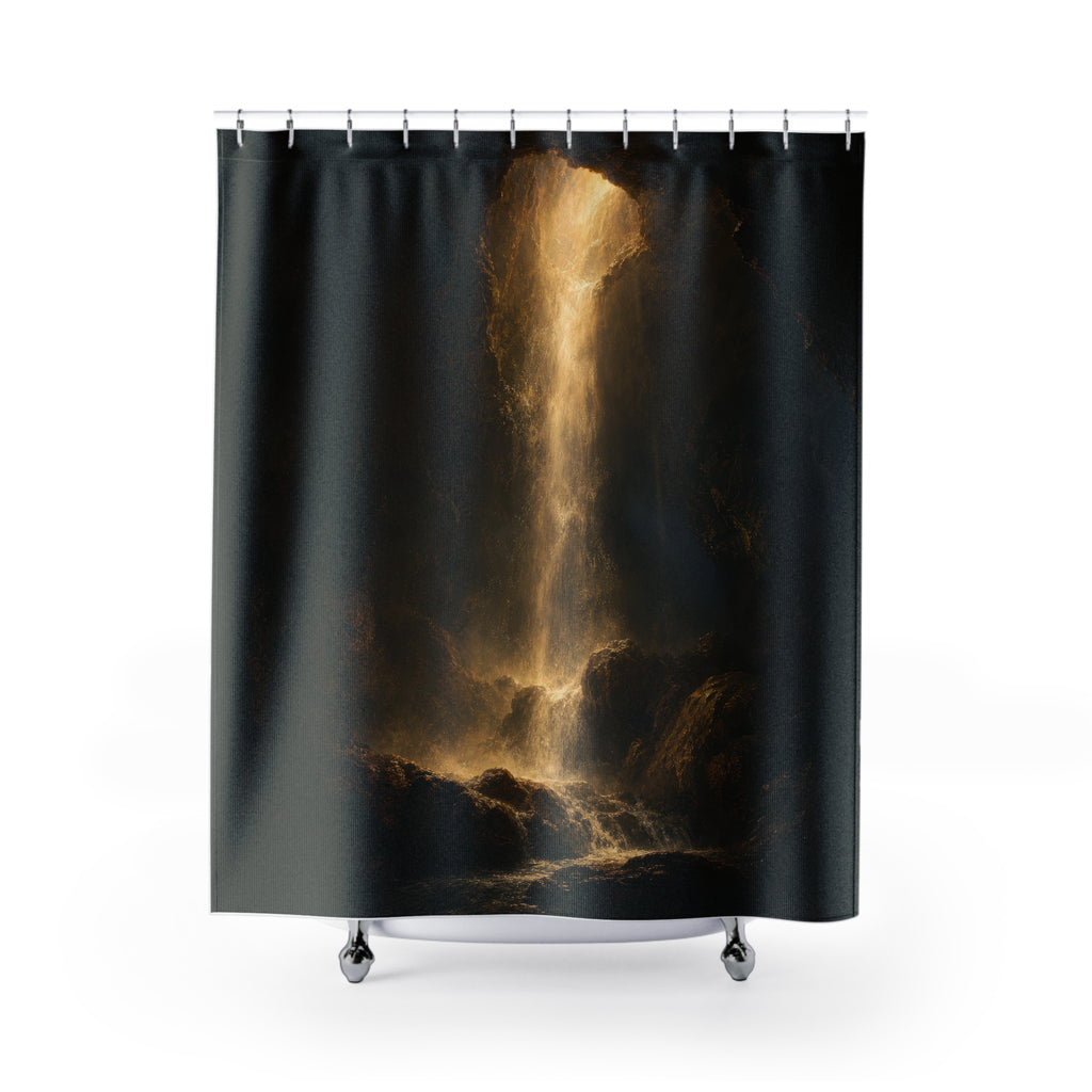 Dark Chiaroscuro Falls Print Shower Curtain