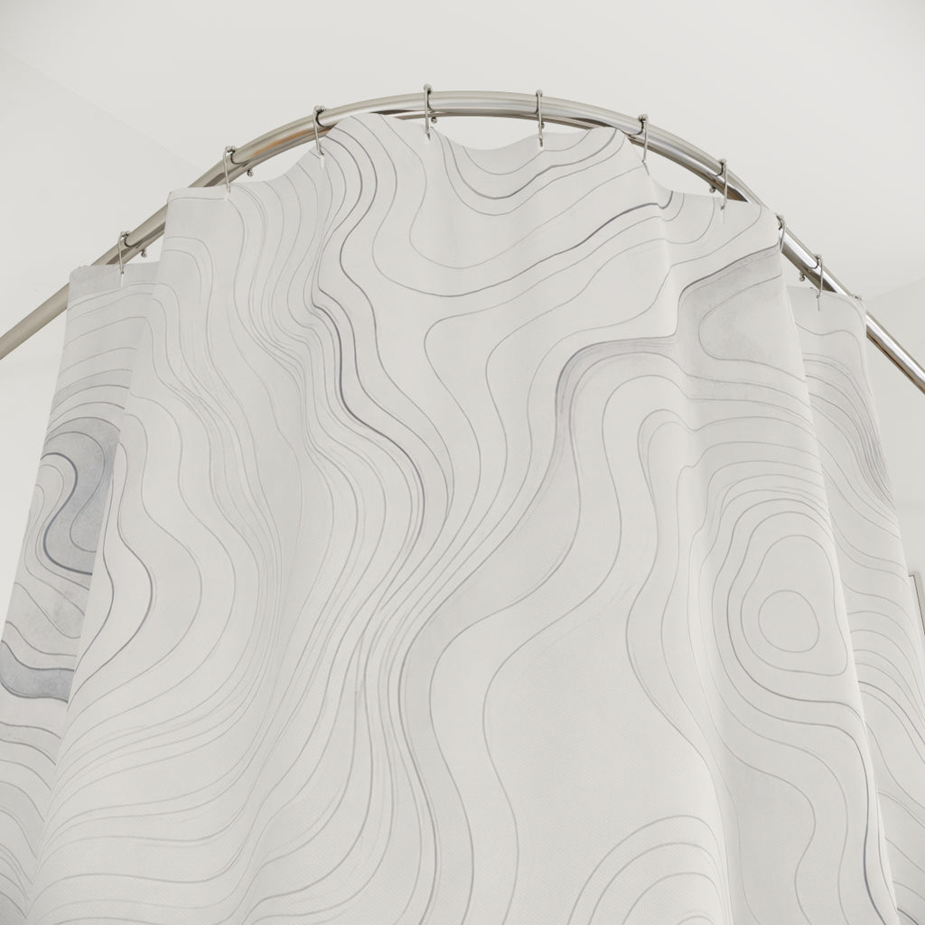 Grey White Abstract Line Shower Curtain
