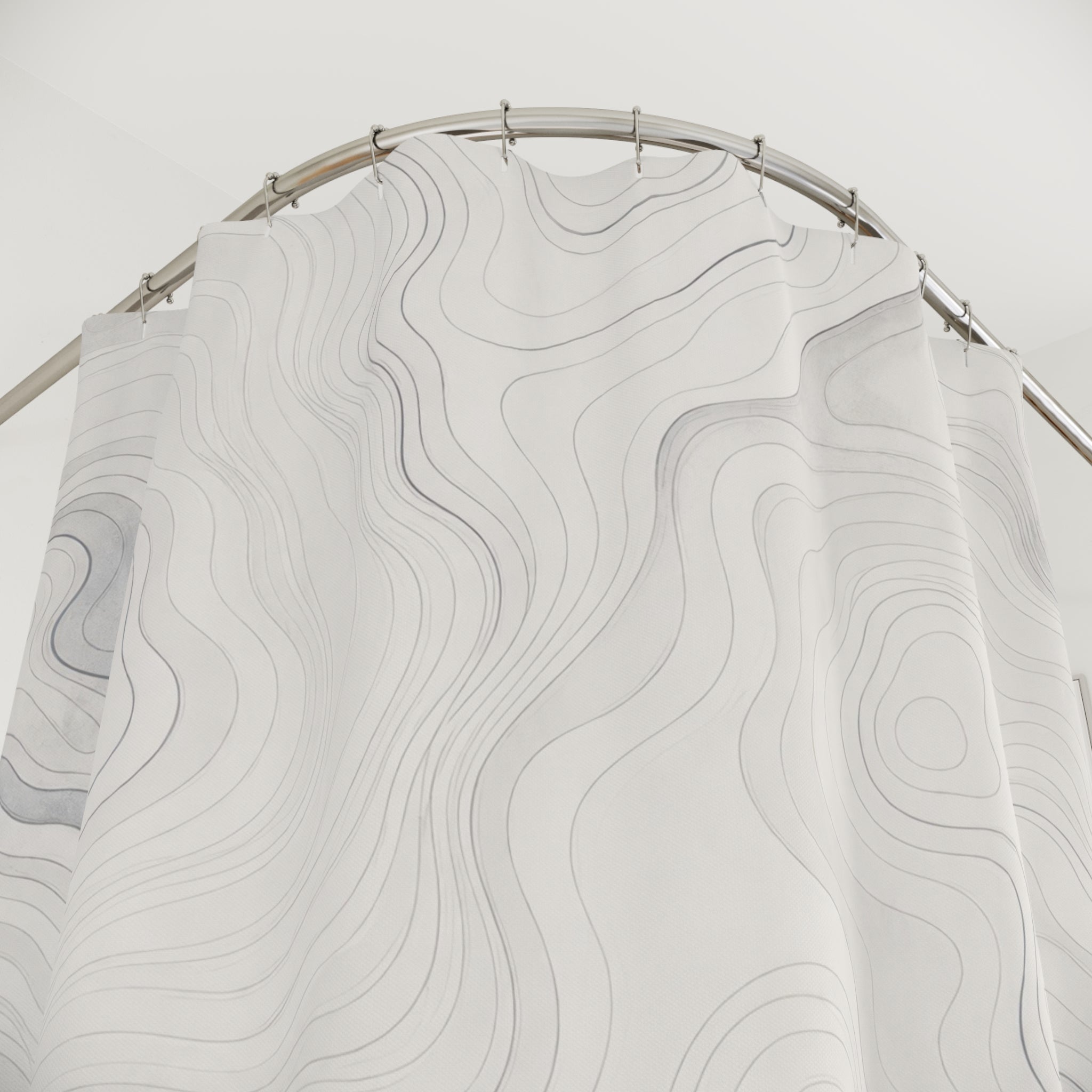Grey White Abstract Line Shower Curtain