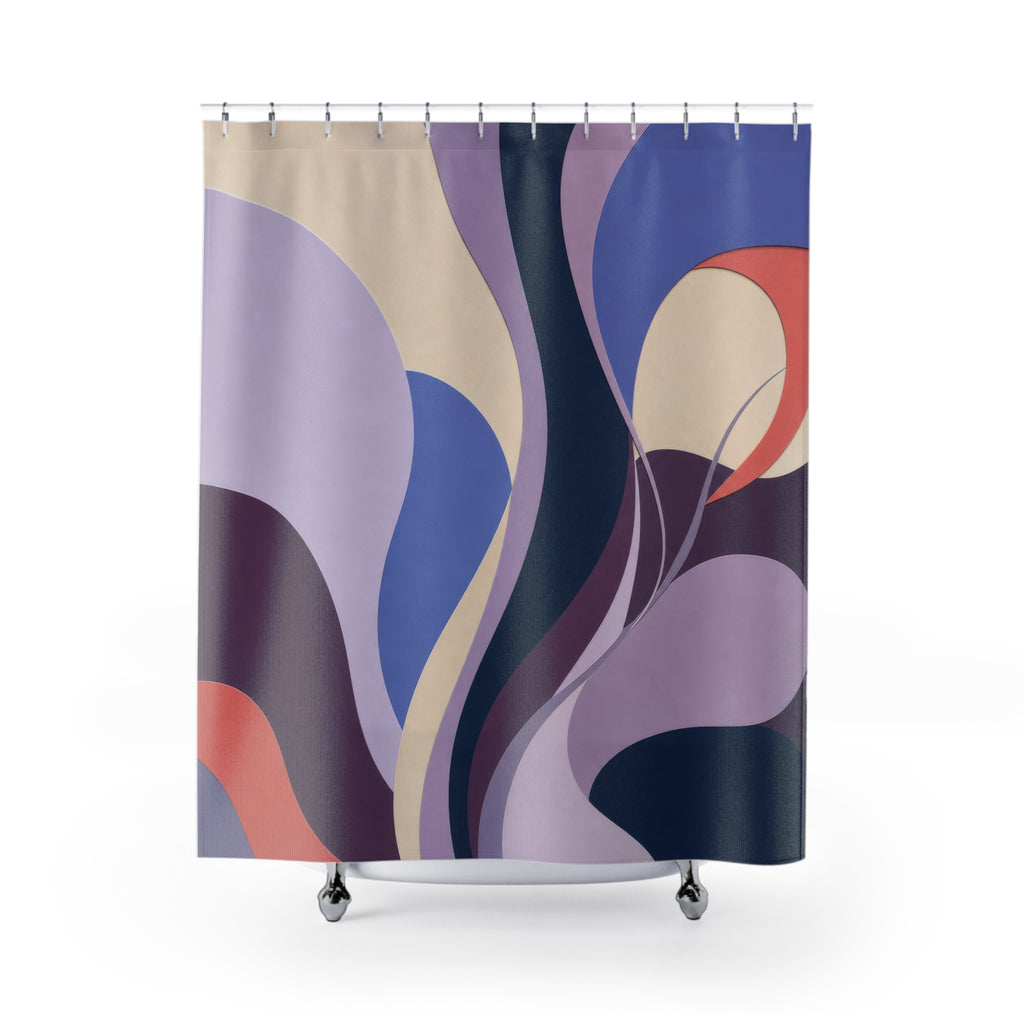 Lavender Lilac Paper Cut Wave Shower Curtain