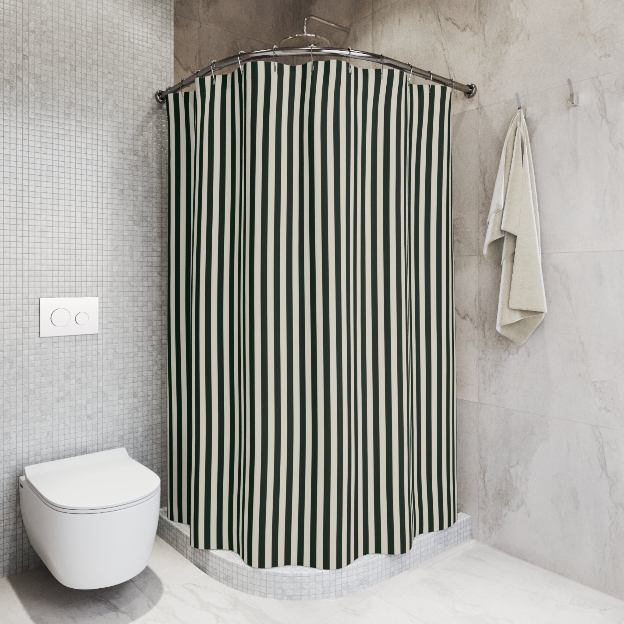 Olive and Cream Cabana Stripe Shower Curtain