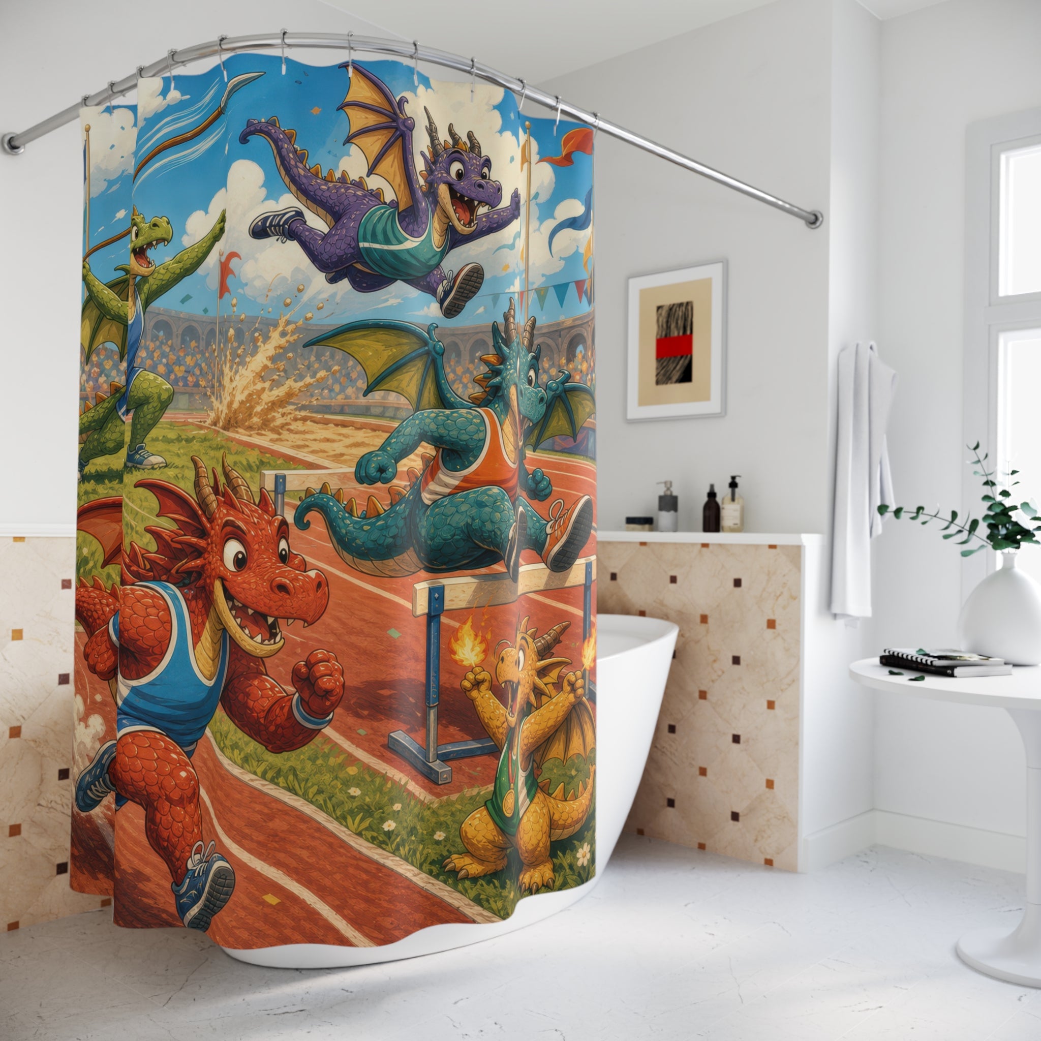 Track Meet Sports Unique Funny Dragon Shower Curtain