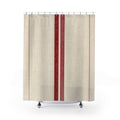 French Red Stripe Shower Curtain, Red Ivory Farmhouse Bathroom Decor, Modern Stripe Bath Curtain, Guest Bath Decor, Small Bathroom Decor