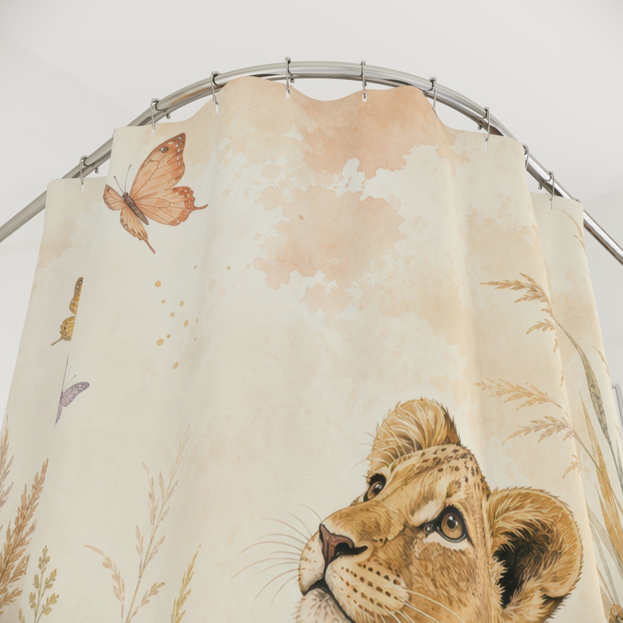 Sweet Lion Cub Animal Scene Shower Curtain