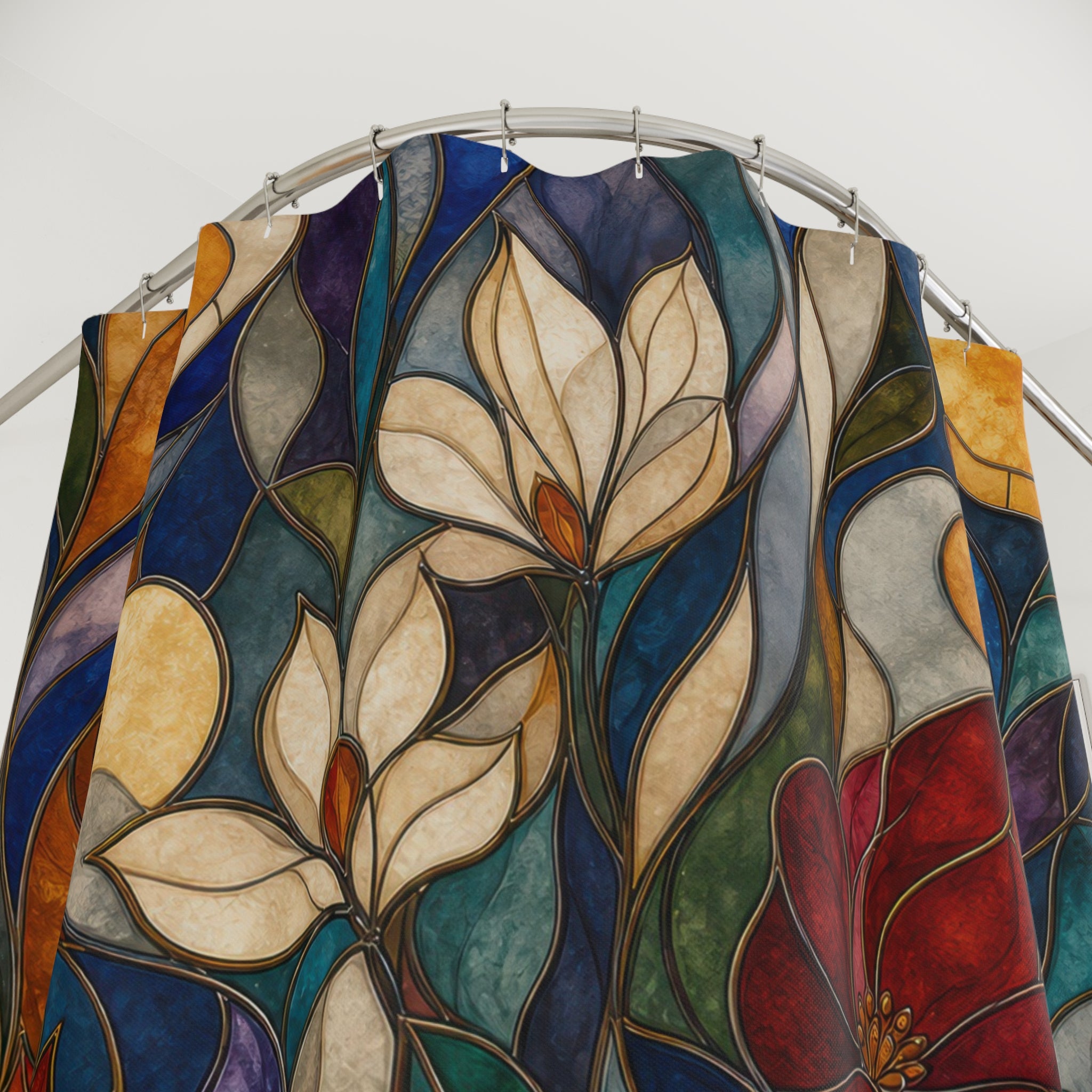 Stained Glass Floral Shower Curtain