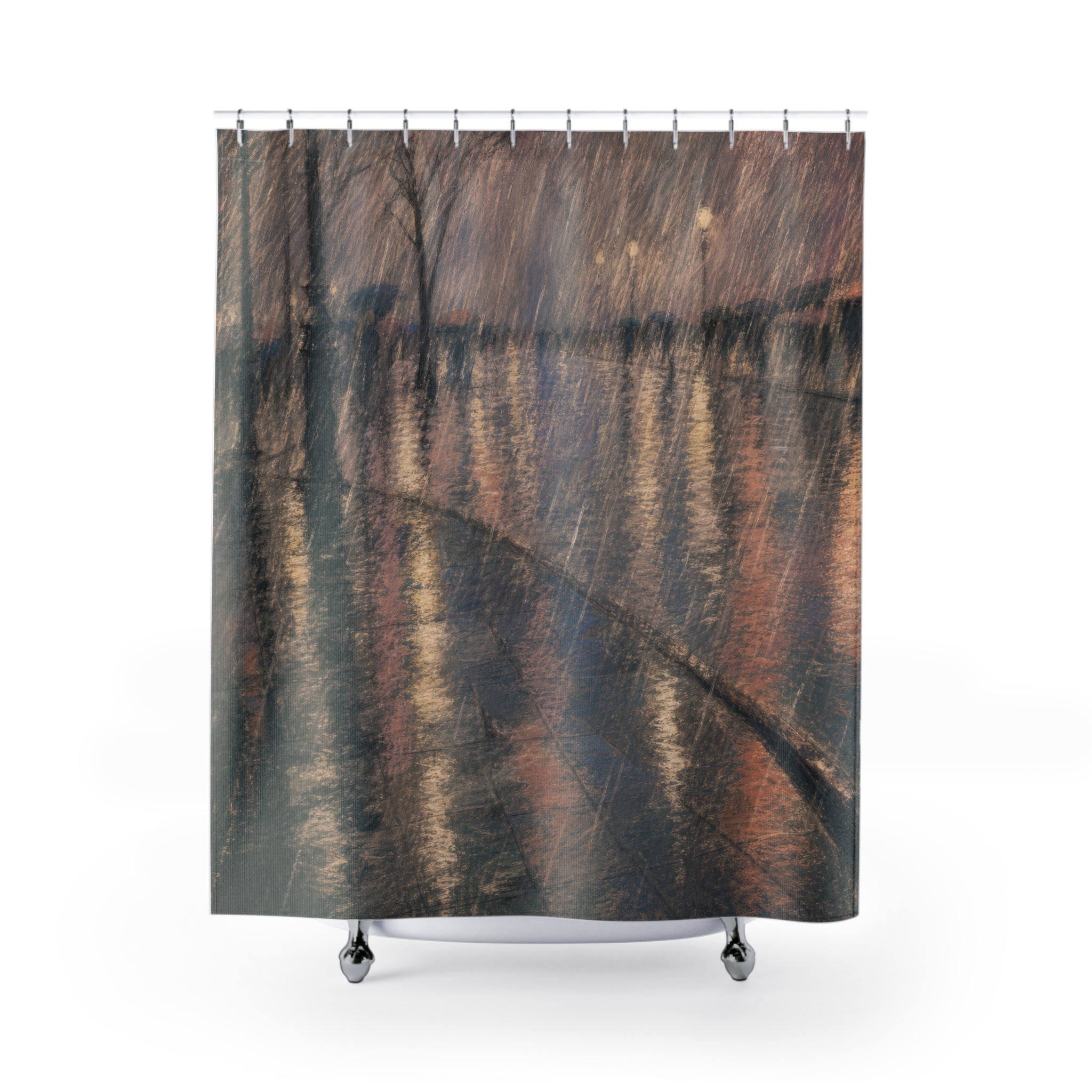 Soft Rainy Street Print Shower Curtain