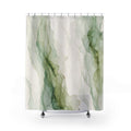 Watercolor Marble Green White Shower Curtain
