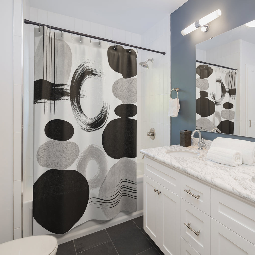 Black White Abstract Shower Curtain