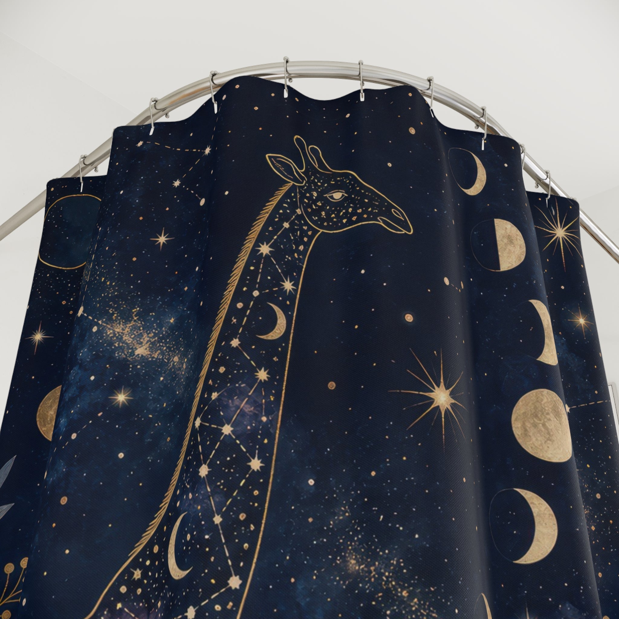 Moon Phase Safari Animal Scene Shower Curtain