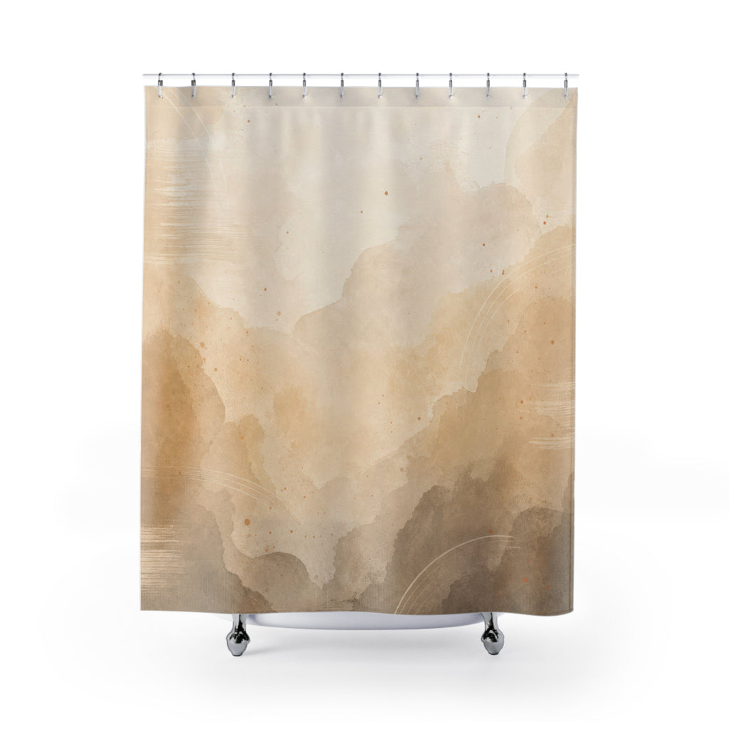 Beige Ombre Watercolor Shower Curtain