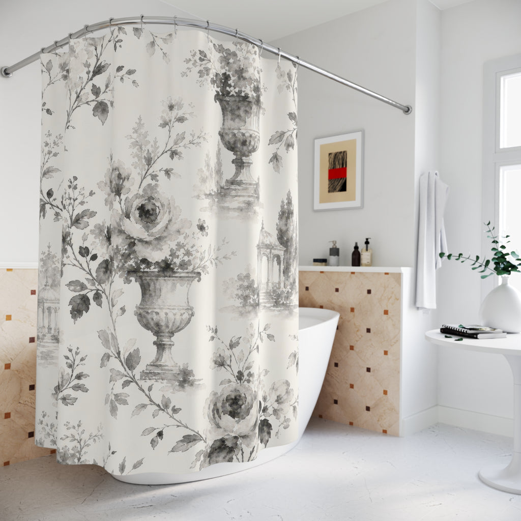Black White Toile Shower Curtain