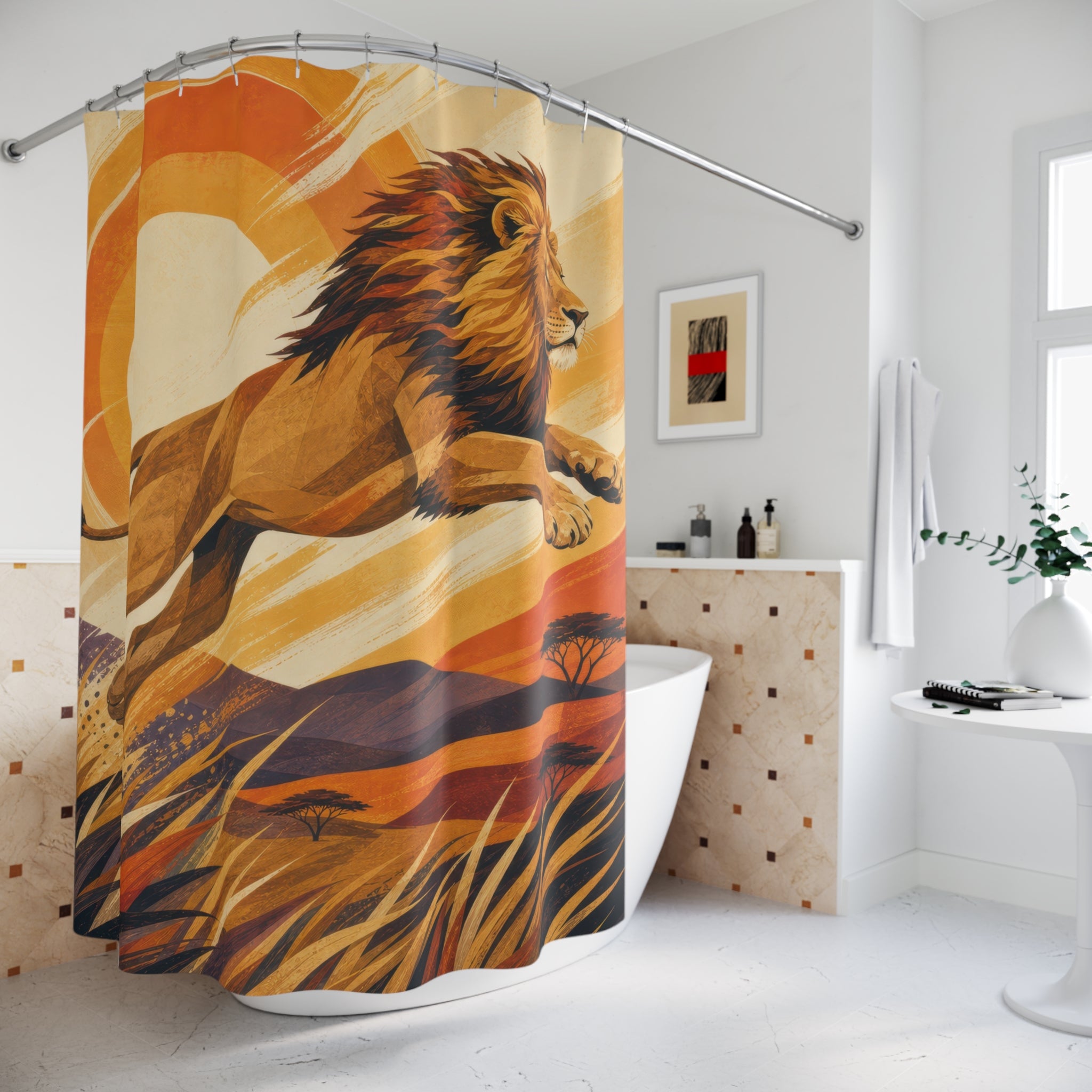 Running Safari Animal Scene Shower Curtain