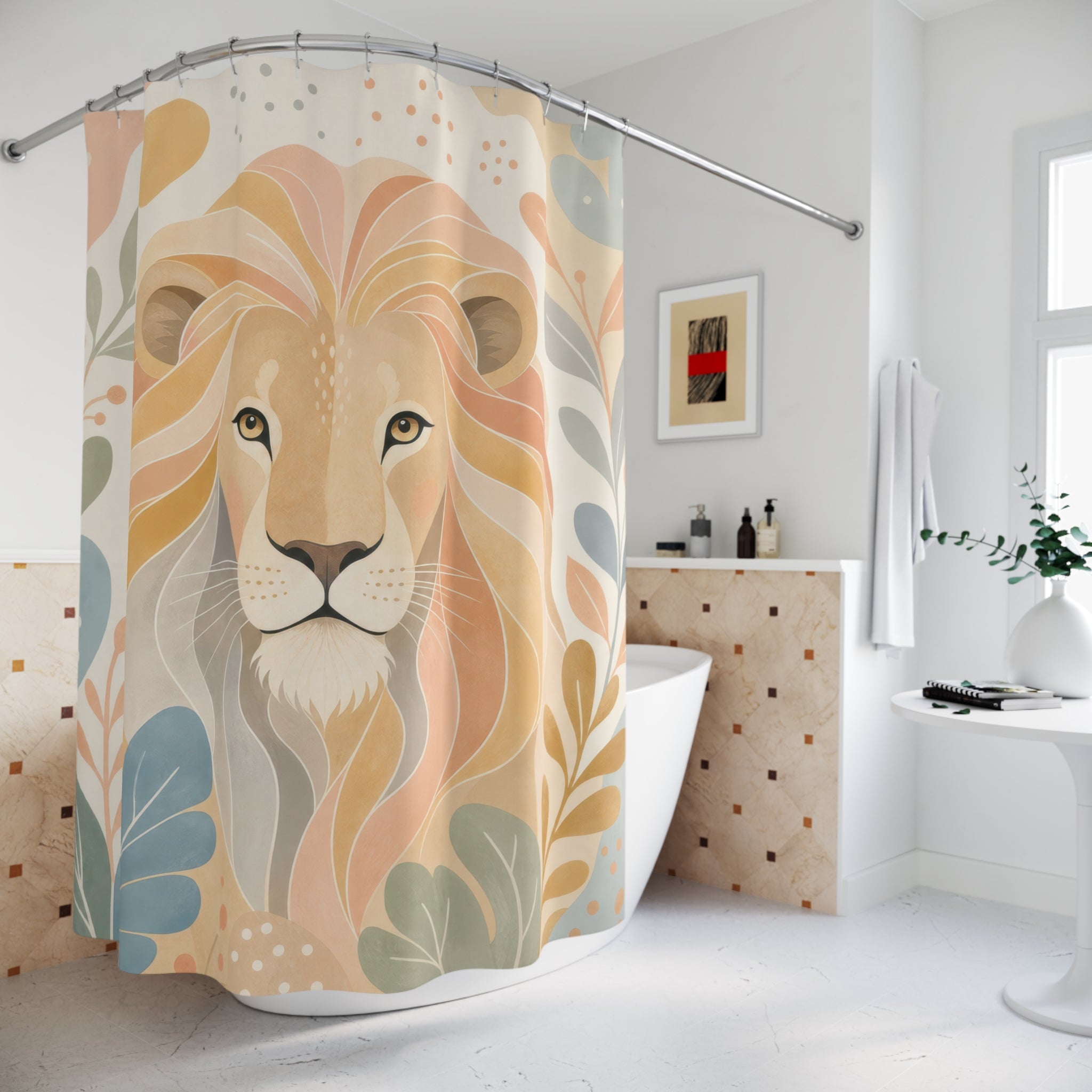 Pastel Safari Animal Portrait Shower Curtain